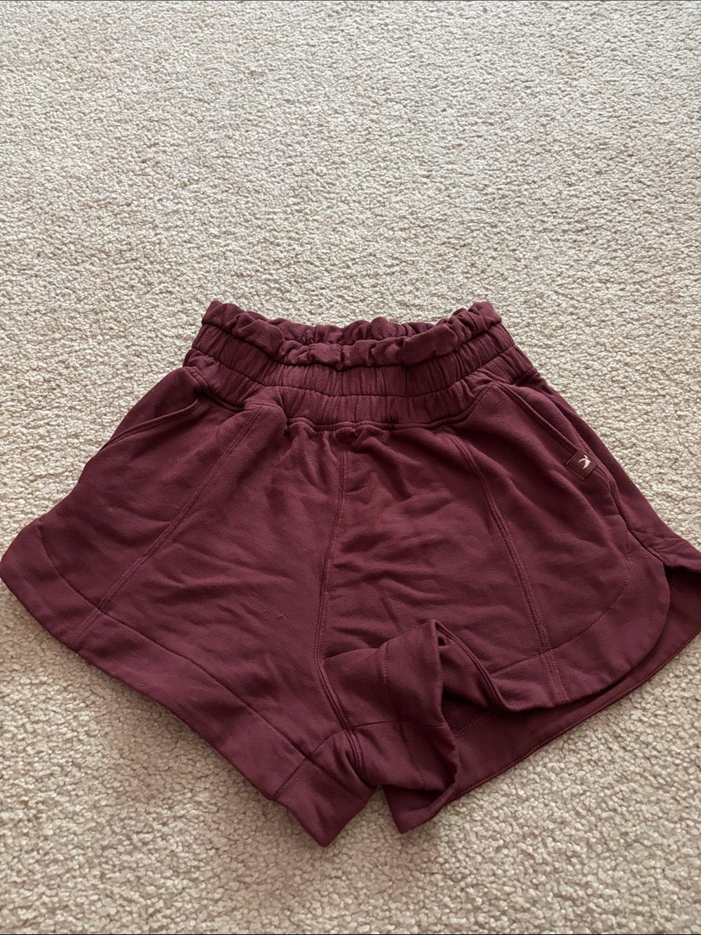 Glyder Women’s High-Waist Burgundy Lounge Shorts size XS